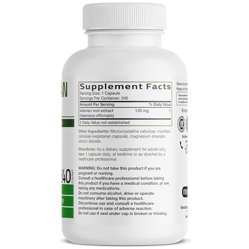 Bronson Baldrianwurzel Kapseln - Valerian Officinalis - Fördert Entspannung - Non-GMO, Sojafrei, Glutenfrei, 240 vegetarische Kapseln
