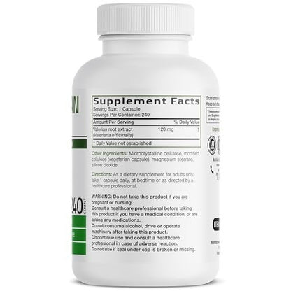 Bronson Baldrianwurzel Kapseln - Valerian Officinalis - Fördert Entspannung - Non-GMO, Sojafrei, Glutenfrei, 240 vegetarische Kapseln