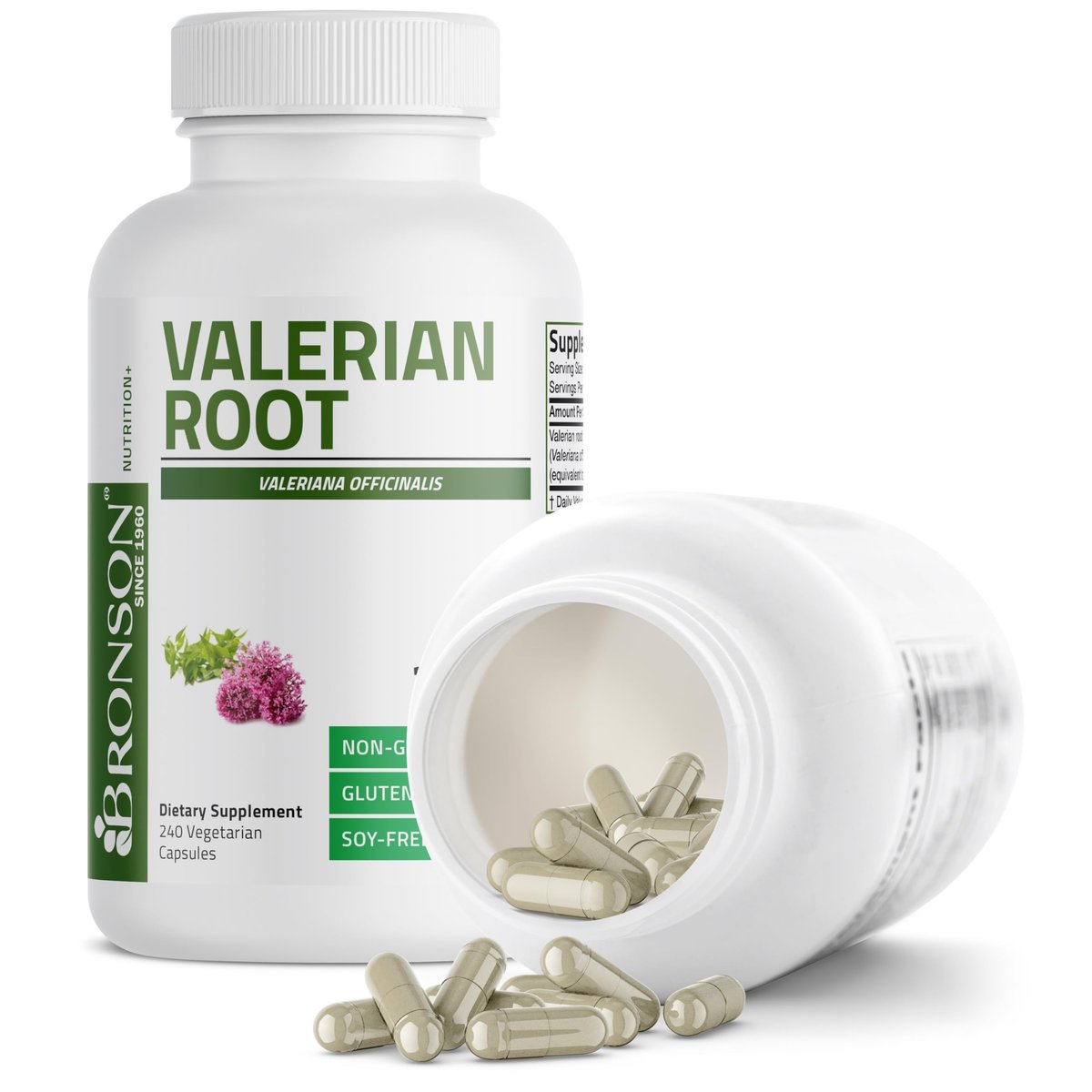 Bronson Baldrianwurzel Kapseln - Valerian Officinalis - Fördert Entspannung - Non-GMO, Sojafrei, Glutenfrei, 240 vegetarische Kapseln