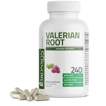 Bronson Baldrianwurzel Kapseln - Valerian Officinalis - Fördert Entspannung - Non-GMO, Sojafrei, Glutenfrei, 240 vegetarische Kapseln