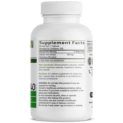 Bronson Baldrianwurzel Kapseln - Valerian Officinalis - Fördert Entspannung - Non-GMO, Sojafrei, Glutenfrei, 240 vegetarische Kapseln