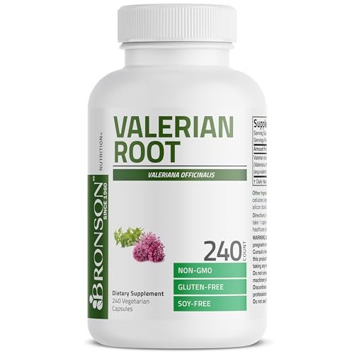 Bronson Baldrianwurzel Kapseln - Valerian Officinalis - Fördert Entspannung - Non-GMO, Sojafrei, Glutenfrei, 240 vegetarische Kapseln
