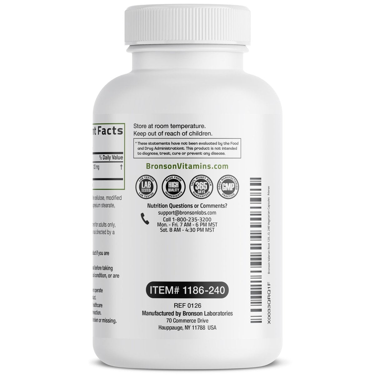 Bronson Baldrianwurzel Kapseln - Valerian Officinalis - Fördert Entspannung - Non-GMO, Sojafrei, Glutenfrei, 240 vegetarische Kapseln
