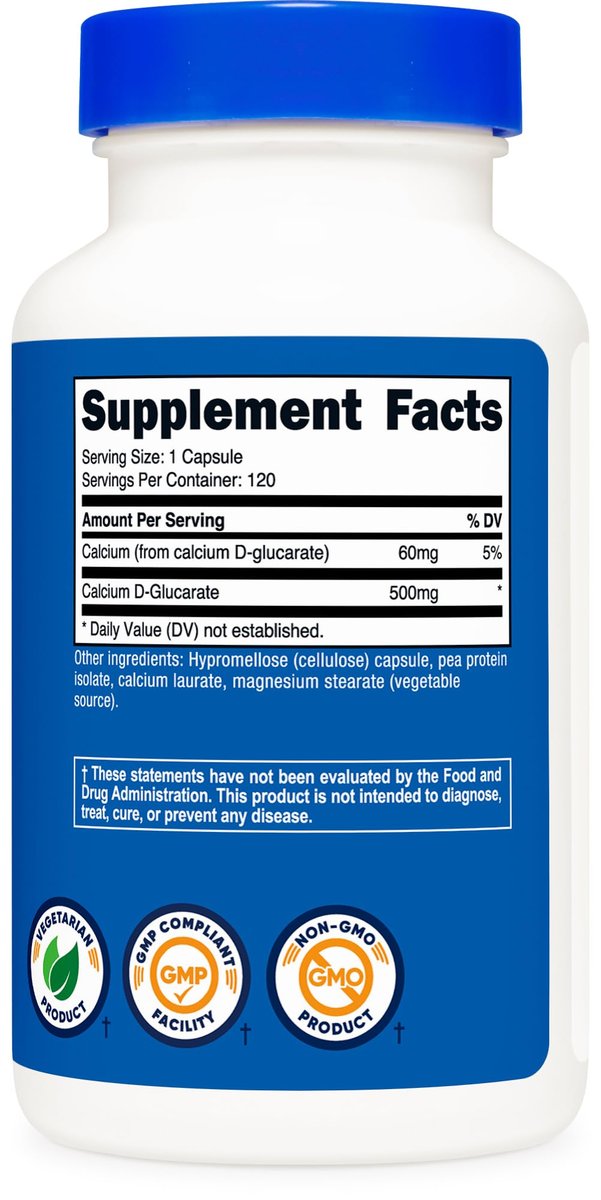 Nutricost Calcium D-Glucarat 500mg, 120 Kapseln - Glutenfrei, Non-GMO, Vegetarierfreundlich