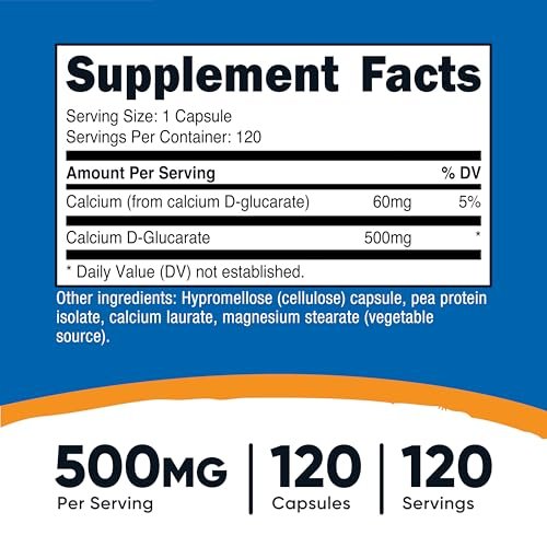 Nutricost Calcium D-Glucarat 500mg, 120 Kapseln - Glutenfrei, Non-GMO, Vegetarierfreundlich