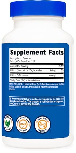 Nutricost Calcium D-Glucarat 500mg, 120 Kapseln - Glutenfrei, Non-GMO, Vegetarierfreundlich