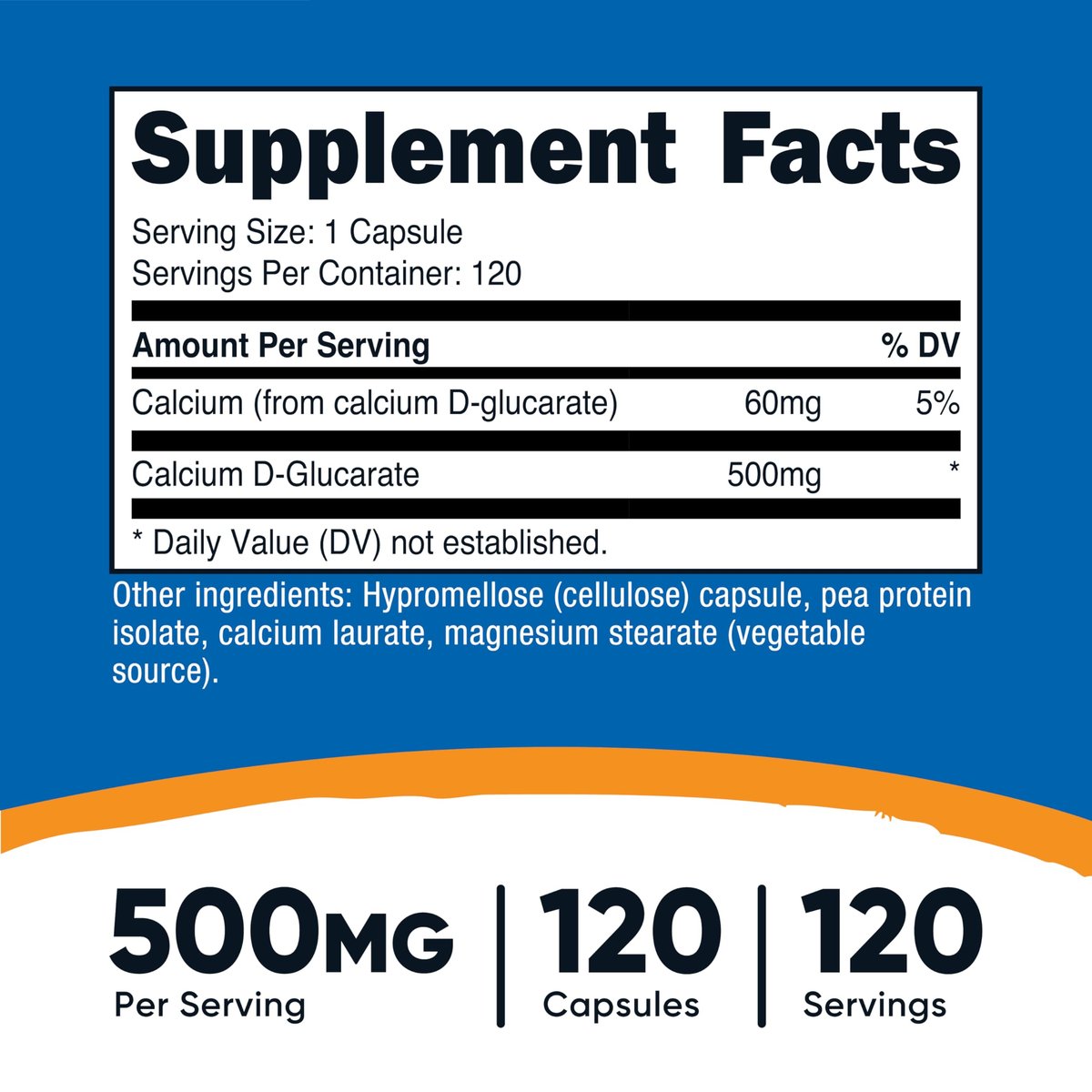 Nutricost Calcium D-Glucarat 500mg, 120 Kapseln - Glutenfrei, Non-GMO, Vegetarierfreundlich