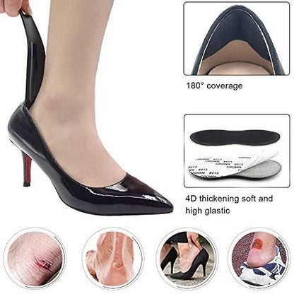 Dr. Foot Ferseneinlagen für Männer und Frauen – Selbstklebende Fersenpolster gegen Rutschen, Reiben, Blasen und Fußschmerzen – Verbessert die Passform von Schuhen – 2 Paar + 1 zusätzlicher Schuhlöffel (Schwarz)