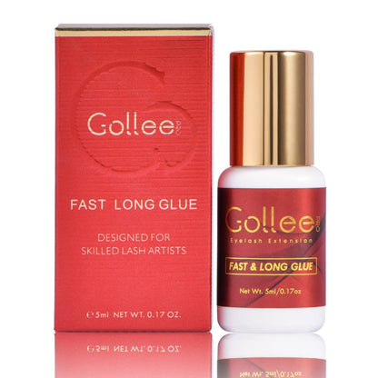 GOLLEEPRO Eyelash Extension Glue – 8 Wochen Halt / 1 Sek. Trocknungszeit / 0,17 fl.oz (5 ml) – Schwarzer Wimpernkleber für professionelle Anwendung