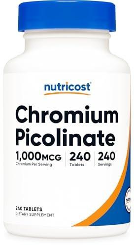 Nutricost Chromium 1000mcg, 240 Tabletten – Glutenfrei, Nicht-GVO