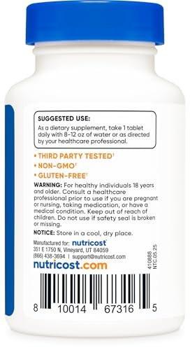 Nutricost Chromium 1000mcg, 240 Tabletten – Glutenfrei, Nicht-GVO