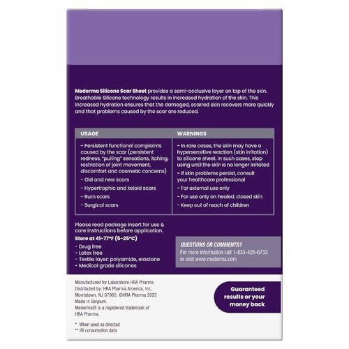 Mederma Medizinisches Silikon-Pflaster gegen Narben – Verbessert das Erscheinungsbild alter und neuer Narben von Verletzungen, Verbrennungen und Operationen – Atmungsaktiv und flexibel – 4 Stück