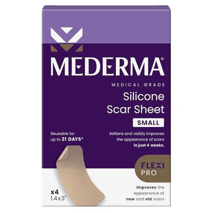 Mederma Medizinisches Silikon-Pflaster gegen Narben – Verbessert das Erscheinungsbild alter und neuer Narben von Verletzungen, Verbrennungen und Operationen – Atmungsaktiv und flexibel – 4 Stück