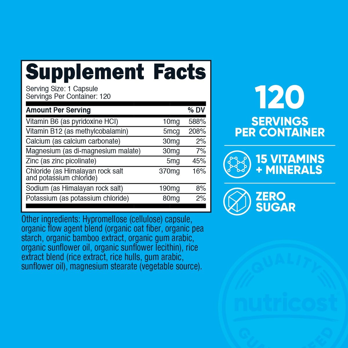 Nutricost Electrolyte Complex Advanced Hydration – 120 Kapseln mit 8 Elektrolyten & Vitaminen, glutenfrei, nicht-GVO, vegetarisch