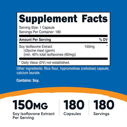 Nutricost Soja-Isoflavone 150mg, 180 vegane Kapseln - Glutenfrei, Nicht-GVO, Vegetarierfreundlich