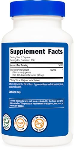 Nutricost Soja-Isoflavone 150mg, 180 vegane Kapseln - Glutenfrei, Nicht-GVO, Vegetarierfreundlich