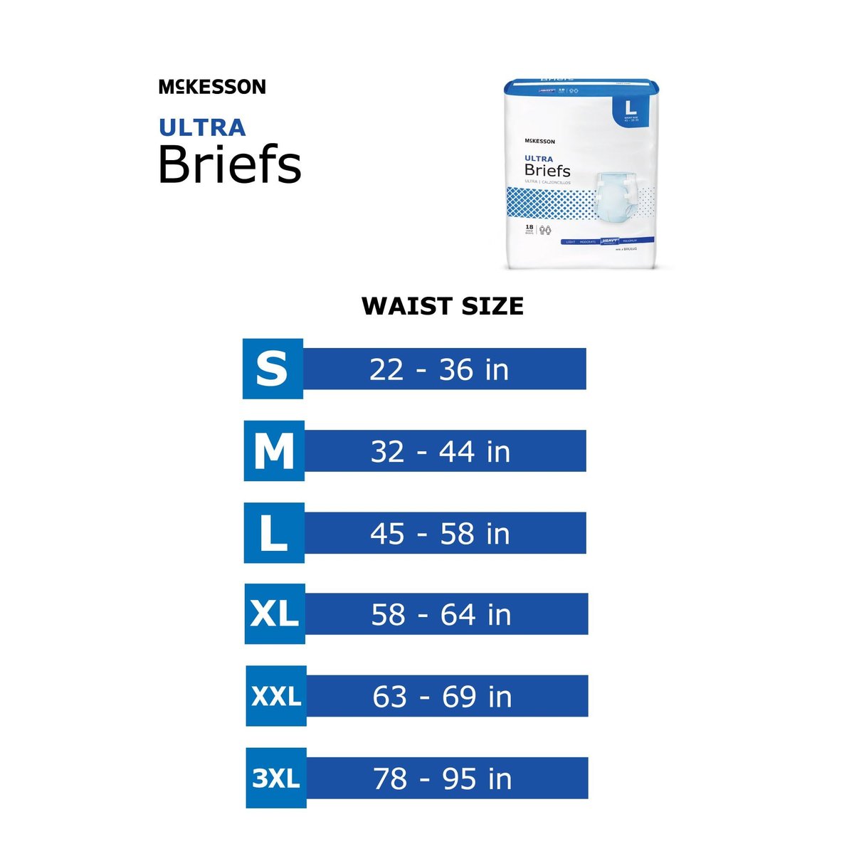 McKesson Ultra Briefs, 3XL, 8 Stück, Inkontinenz Erwachsenenwindeln mit Klebetabs, schwere Saugfähigkeit, unisex, für Männer und Frauen