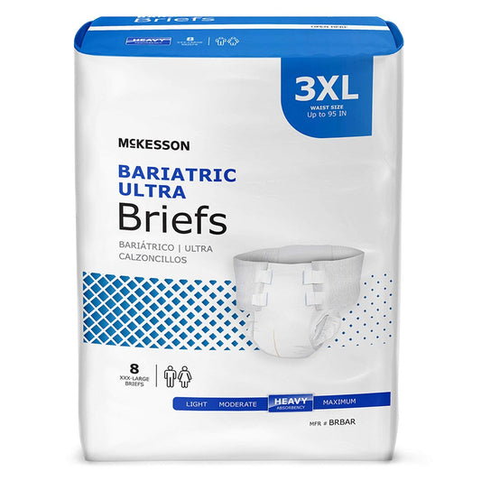 McKesson Ultra Briefs, 3XL, 8 Stück, Inkontinenz Erwachsenenwindeln mit Klebetabs, schwere Saugfähigkeit, unisex, für Männer und Frauen