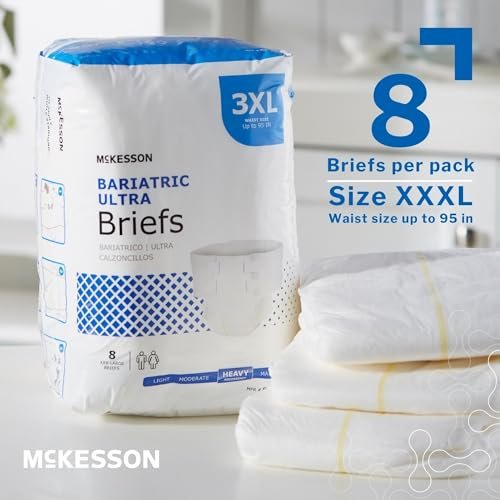 McKesson Ultra Briefs, 3XL, 8 Stück, Inkontinenz Erwachsenenwindeln mit Klebetabs, schwere Saugfähigkeit, unisex, für Männer und Frauen