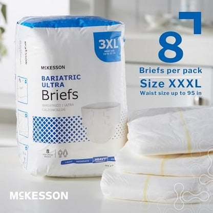 McKesson Ultra Briefs, 3XL, 8 Stück, Inkontinenz Erwachsenenwindeln mit Klebetabs, schwere Saugfähigkeit, unisex, für Männer und Frauen