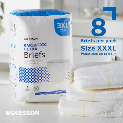 McKesson Ultra Briefs, 3XL, 8 Stück, Inkontinenz Erwachsenenwindeln mit Klebetabs, schwere Saugfähigkeit, unisex, für Männer und Frauen