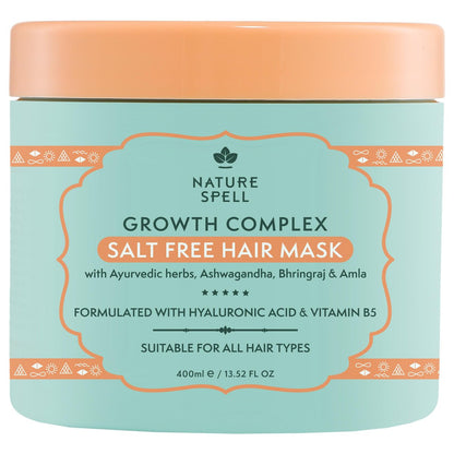 Nature Spell Haarmaske – Tiefenpflege für trockenes und geschädigtes Haar, stärkt und repariert stumpfes Haar mit Hyaluronsäure, Kokosöl und Sheabutter, farbschonend, vegan, 400 ml