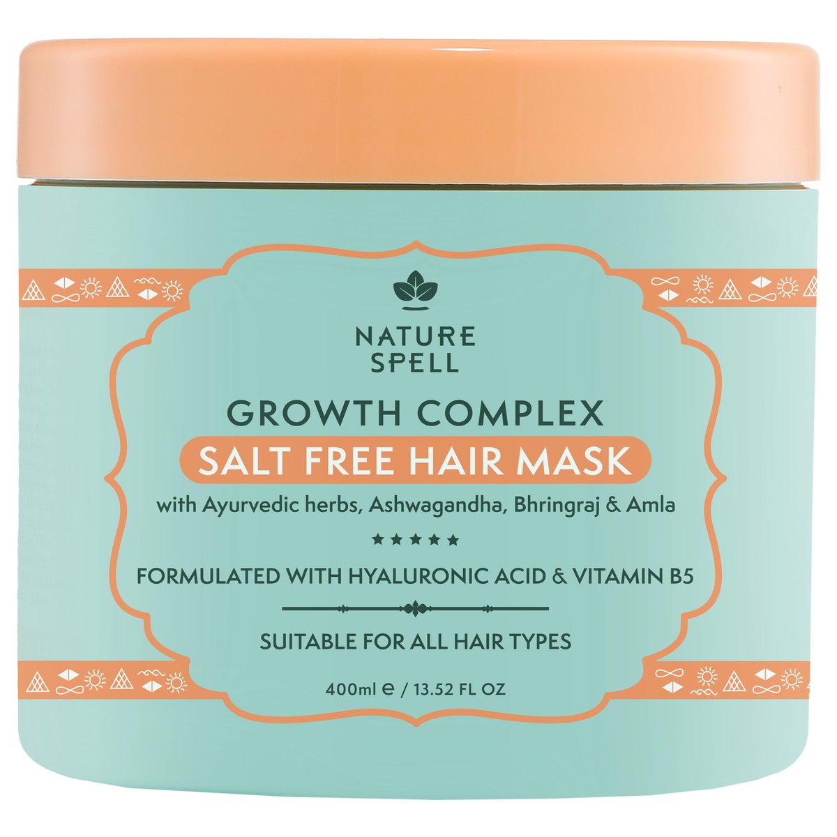 Nature Spell Haarmaske – Tiefenpflege für trockenes und geschädigtes Haar, stärkt und repariert stumpfes Haar mit Hyaluronsäure, Kokosöl und Sheabutter, farbschonend, vegan, 400 ml