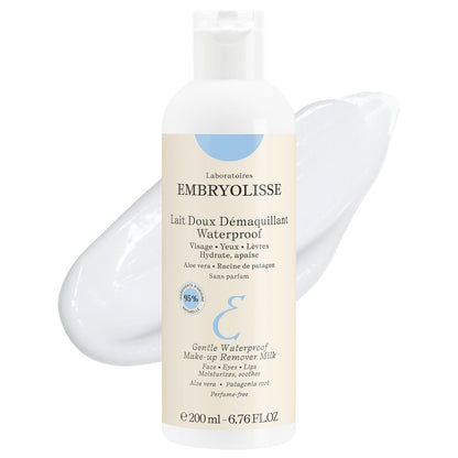 Embryolisse Sanfte wasserfeste Make-up-Entferner Milch, 4-in-1 feuchtigkeitsspendender Gesichtsreiniger für empfindliche Haut mit Aloe Vera & Shea Butter, 200 ml