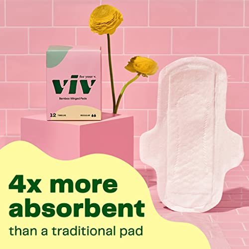 Viv for Your V Bamboo Bio-Binden für Frauen | Weich, dünn, saugfähig mit Flügeln | Ungiftig, umweltfreundlich | Geschenk für frischgebackene Mütter | Normale Saugfähigkeit (12er Pack)
