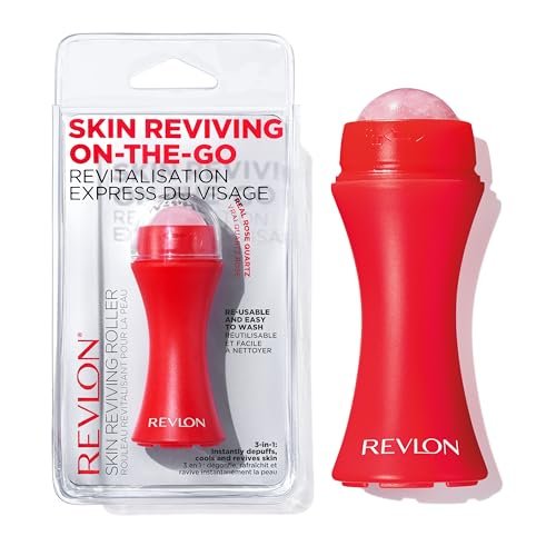 Revlon Skin Reviving Roller mit Rosenquarz – Ganzheitliche Gesichtsbelebung & Erfrischung für den ganzen Tag, Kompakt & Wiederverwendbar, Sanft zur Haut, 1 Stück
