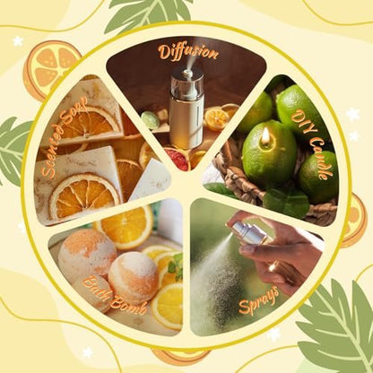 Salubrito Zitrus-Öle Set für Diffuser, Duftöl | Süße Orange, Bergamotte, Zitrone, Grapefruit, Mandarine, Limette Aromaöl für Seifen- und Kerzenherstellung