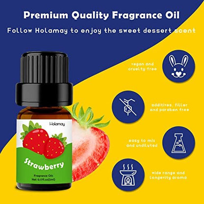 Holamay Duftöle Set – 10 x 5 ml Dessert-Duftöle für Seifen- und Kerzenherstellung, Aromatherapie-Diffuser-Öle – cremige Vanille, Apfel-Zimt, Kekse und mehr