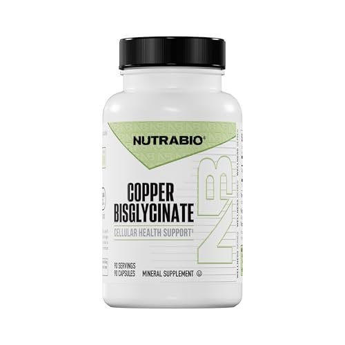 NutraBio Chelatiertes Kupfer Bisglycinat (3 mg) – Immununterstützung – 90 Kapseln