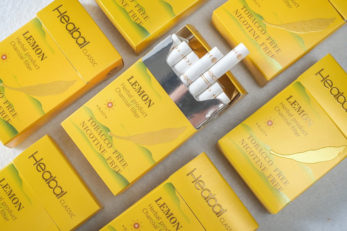 HEABAL Kräuterzigaretten - Nikotinfrei & Tabakfrei 20er-Pack (Zitrone)