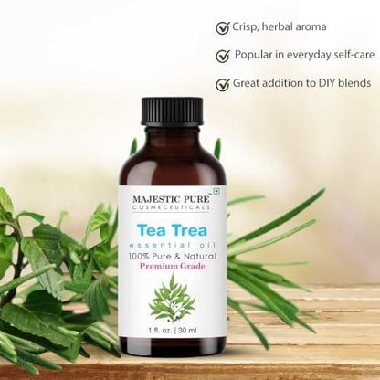 Majestic Pure Teebaumöl – 100 % reines und natürliches ätherisches Öl mit Glaspipette – 30 ml