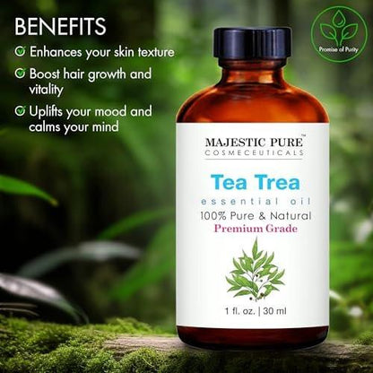 Majestic Pure Teebaumöl – 100 % reines und natürliches ätherisches Öl mit Glaspipette – 30 ml