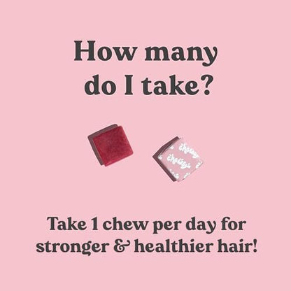 Chewsy - Beautiful Hair - Unterstützung für stärkeres, gesundes Haar - mit Biotin, Schachtelhalmextrakt, Goji-Beere & Vitaminen - Himbeer-Geschmack, 30-Tage-Vorrat