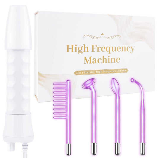 Uaike 4-in-1 Hochfrequenz-Gesichtsstift – Violett, tragbar, mit 4 Glaselektroden für die Hautpflege zu Hause