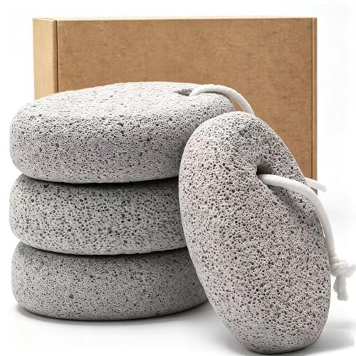 4er-Pack Natürlicher Bimsstein für die Füße, Borogo Lava-Pediküre-Werkzeuge, Hornhaut- und Schwielenentferner für Füße und Hände – Natürliche Fußfeile zur Entfernung abgestorbener Haut an Fersen, Ellbogen und Händen