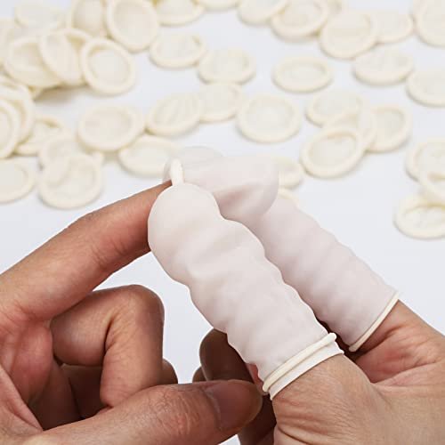 BTYMS 400 Stück Latex-Fingerlinge Groß, Einweg-Fingerspitzen-Handschuhe, Antistatisch, Schützt die Fingerspitzen
