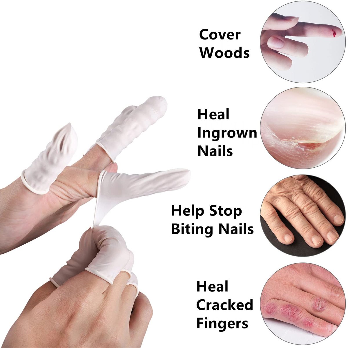 BTYMS 400 Latex-Fingerlinge Medium – Einweg-Fingerspitzenhandschuhe, Antistatisch, Milchweiß