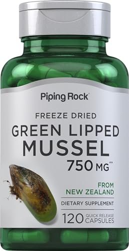 Piping Rock Grünlippmuschel | 120 Kapseln | Nahrungsergänzungsmittel für Menschen | Gefriergetrocknet aus Neuseeland | Non-GMO, Glutenfrei