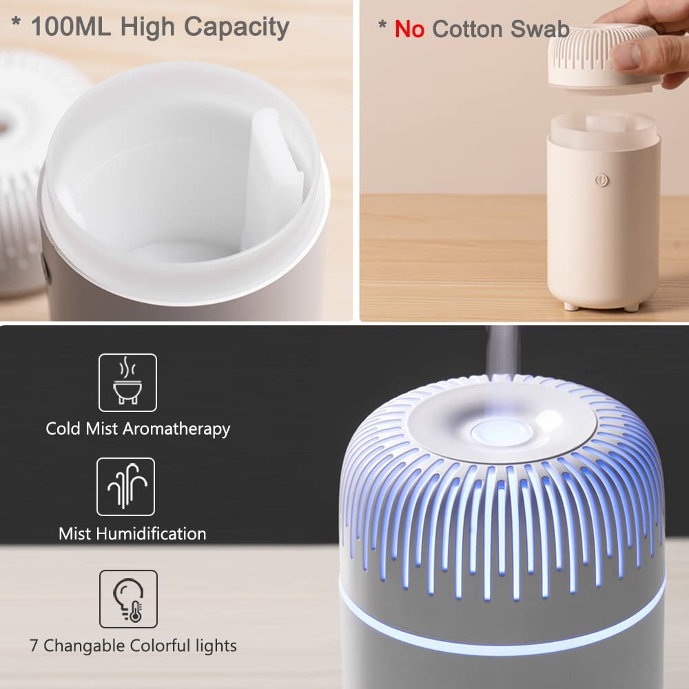 USB Auto-Diffuser für Aromatherapie – Kaltnebel Mini Diffuser für Auto, Zuhause und Büro (Schwarz)