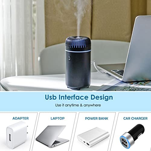 USB Auto-Diffuser für Aromatherapie – Kaltnebel Mini Diffuser für Auto, Zuhause und Büro (Schwarz)