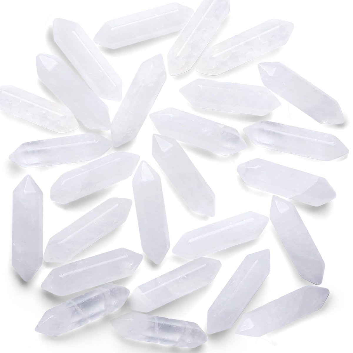 10 Stück Klare Quarz-Heilsteine Zauberstäbe, polierte Tumbled Steine, natürliche sechseckige Spitze, Reiki-Energieausgleich, Meditations-Therapie, Chakra-Stäbe Set, Weihnachtsgeschenk