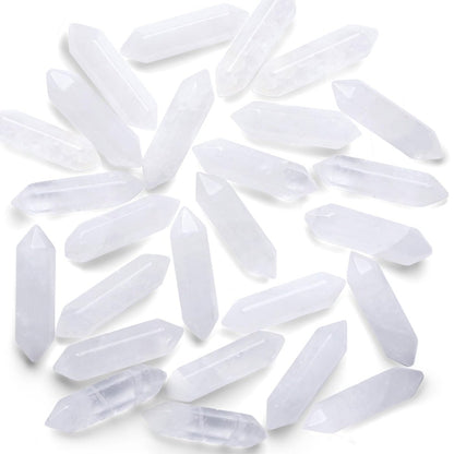 10 Stück Klare Quarz-Heilsteine Zauberstäbe, polierte Tumbled Steine, natürliche sechseckige Spitze, Reiki-Energieausgleich, Meditations-Therapie, Chakra-Stäbe Set, Weihnachtsgeschenk