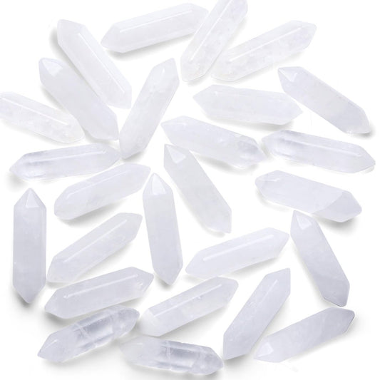 10 Stück Klare Quarz-Heilsteine Zauberstäbe, polierte Tumbled Steine, natürliche sechseckige Spitze, Reiki-Energieausgleich, Meditations-Therapie, Chakra-Stäbe Set, Weihnachtsgeschenk