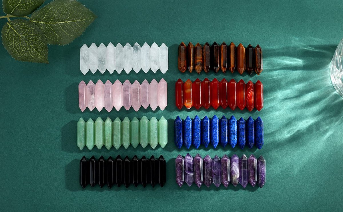 10 Stück Klare Quarz-Heilsteine Zauberstäbe, polierte Tumbled Steine, natürliche sechseckige Spitze, Reiki-Energieausgleich, Meditations-Therapie, Chakra-Stäbe Set, Weihnachtsgeschenk
