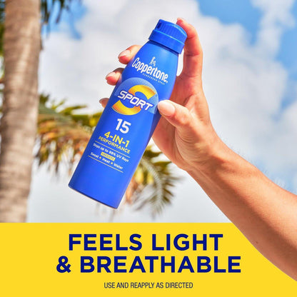 Coppertone Sport Sonnenspray SPF 15 – wasserfestes Breitband-Sonnenspray, 3er-Pack mit je 5,5 oz
