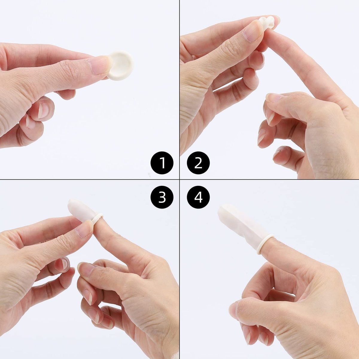 Fingerlinge Klein 300 Stück – Weiße Einweg-Fingerkappen aus Gummi für verletzte Finger, rissige Finger, Sport